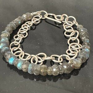 Labradorite Sterling Silver Bracelet NWT Gift Chain 925 Boho Handmade Natural